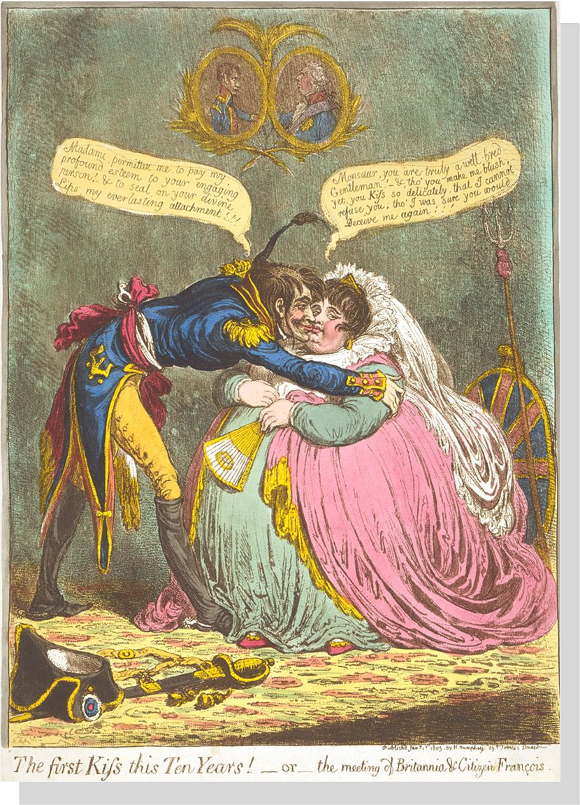 Peace of Amiens by James Gillray Title: The first Kiss this Ten Years! 